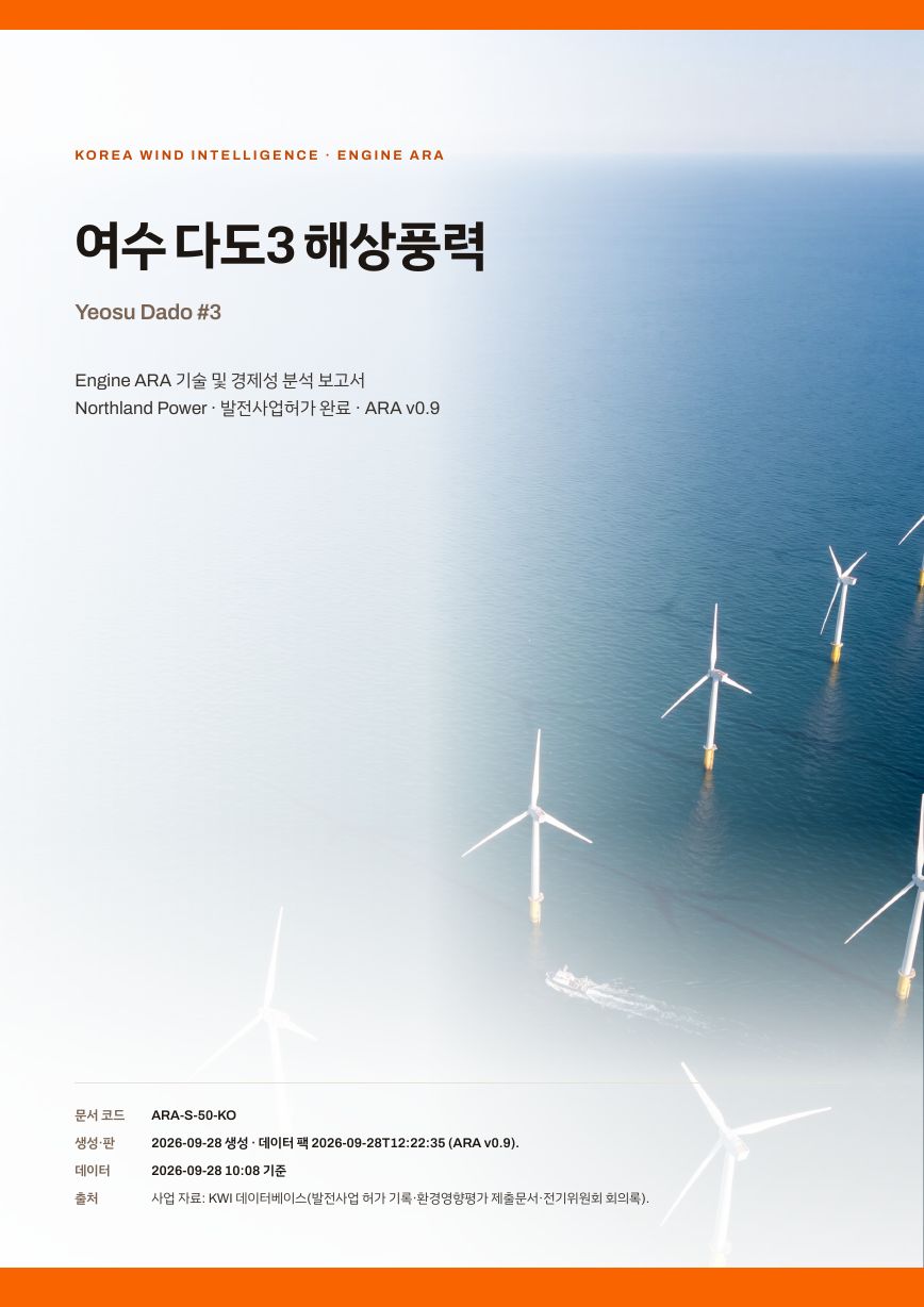 여수 다도3 해상풍력 엔진아라 보고서 표지(샘플 미리보기)